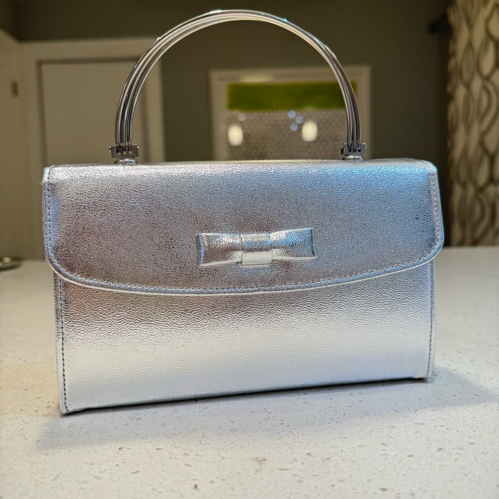 Vintage Silver Bow HL Handbag Metal Handle - Picture 9 of 11